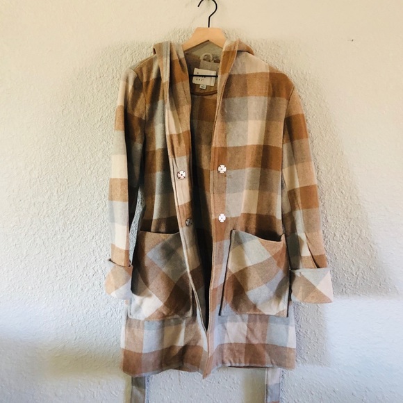 a new day Plaid Trench Coat in Tan and Cream - Picture 2 of 10